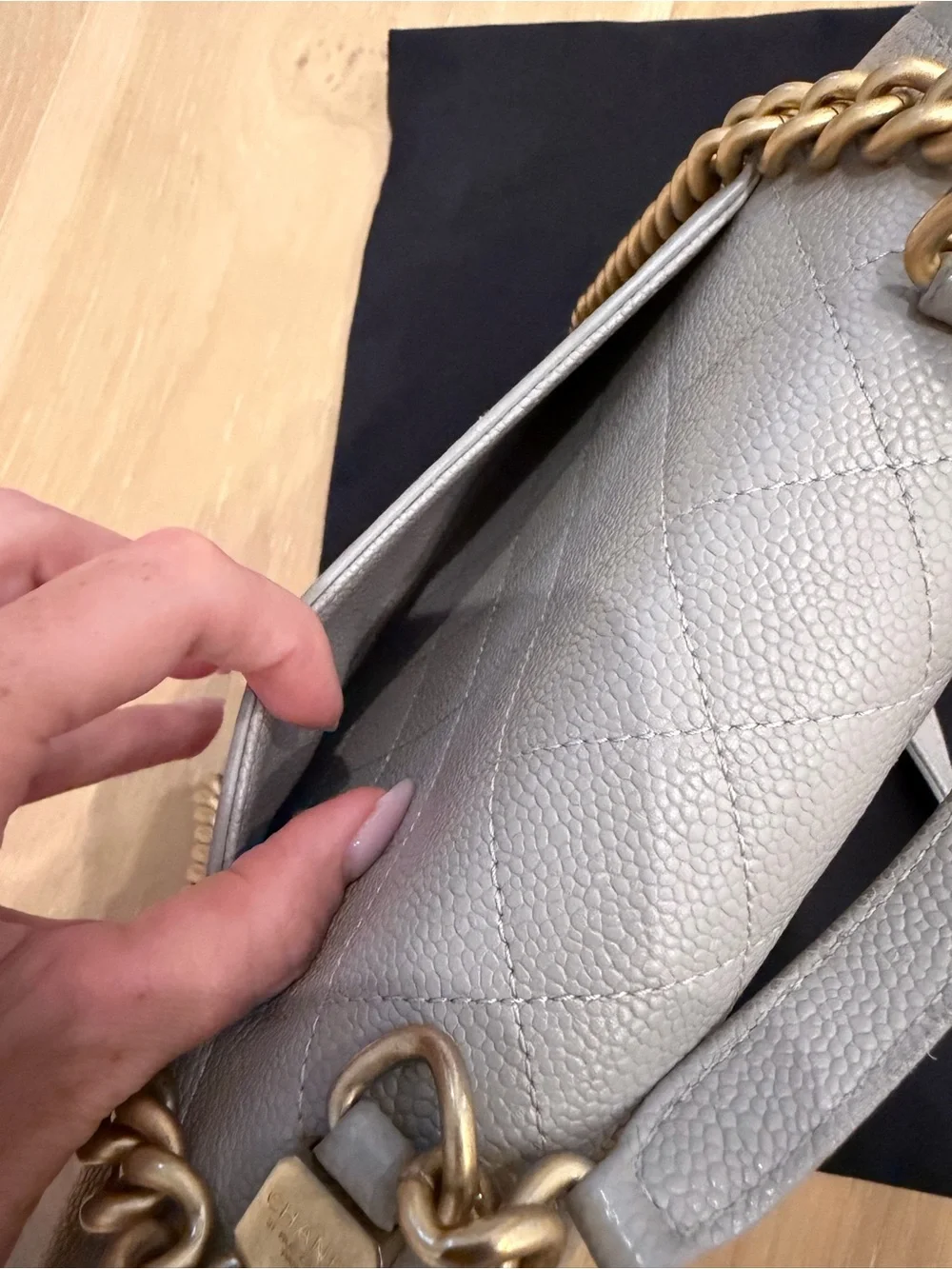 Grained Calfskin Small Stitched Flap